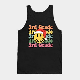 Retro Christmas Teacher 3rd Grade Santa Hat Back To School Tank Top